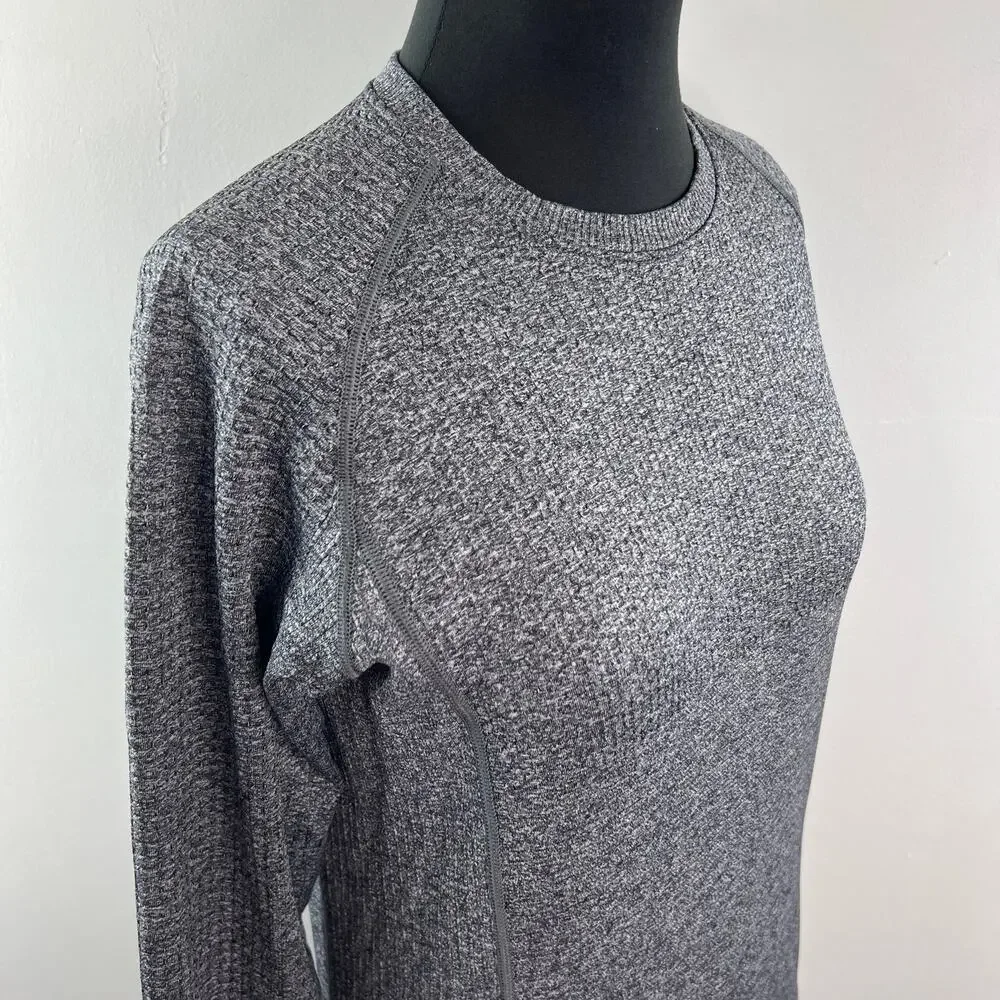 Lululemon Engineered Warmth Wool Long Sleeve Crew Black White Pullover Top Sz? M